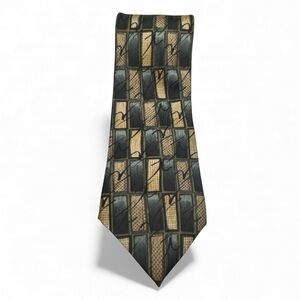 Jimmy V Vintage 100% Silk Tie Abstract Geometric 80s USA 58x3.75 Stonehenge EUC